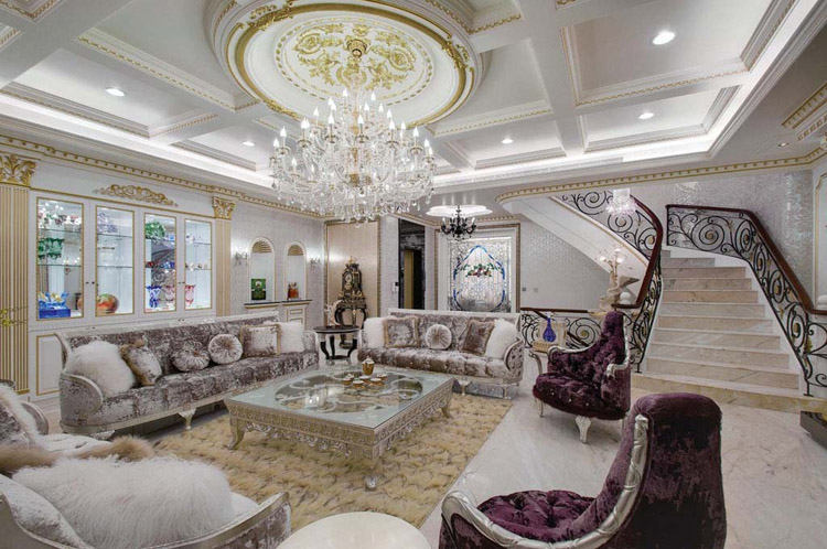 欧式白色系客厅，清新明快，顿有大气磅礴之感