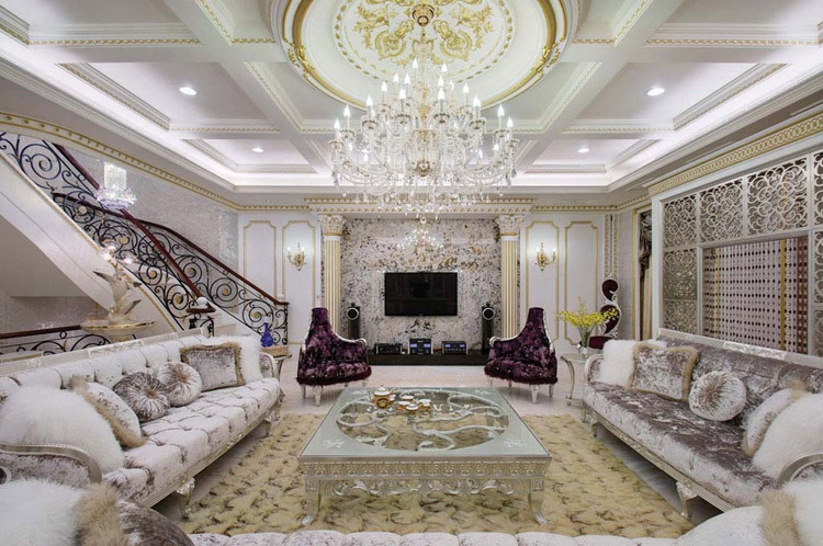 欧式白色系客厅，大气奢华
